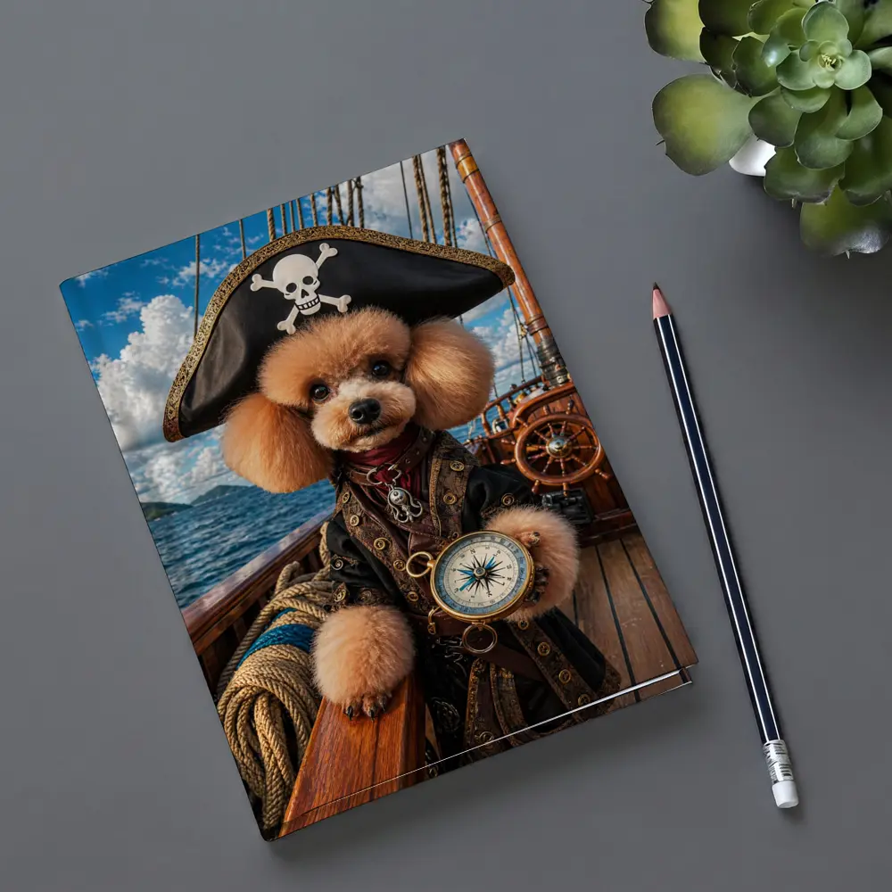 Poodle Pirate Captain on Caribbean Ship – Notebooks