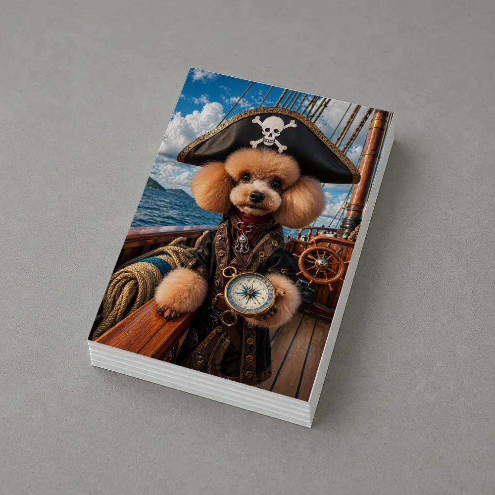 Poodle Pirate Captain on Caribbean Ship – Postcards
