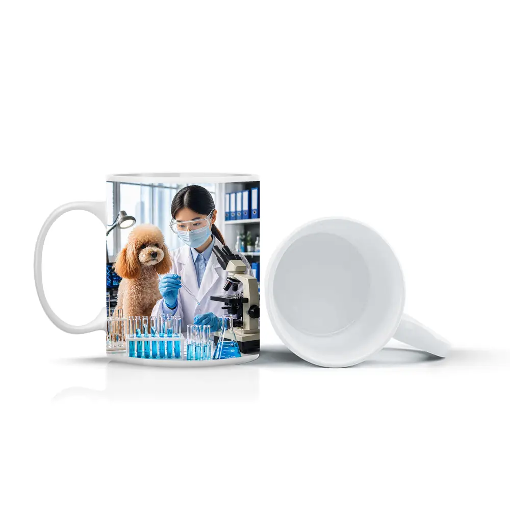 Poodle Scientist Conducting Lab Experiment – Mugs