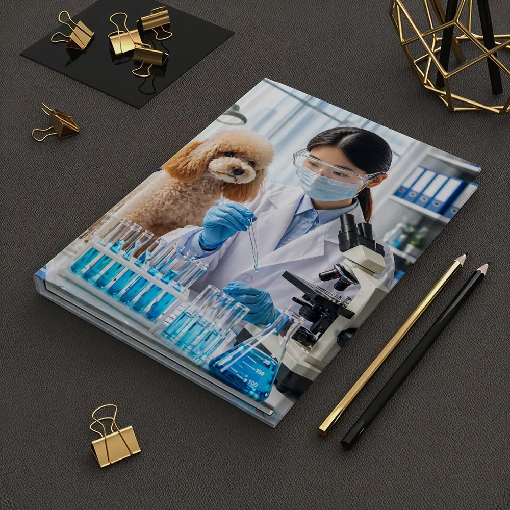 Poodle Scientist Conducting Lab Experiment – Notebooks