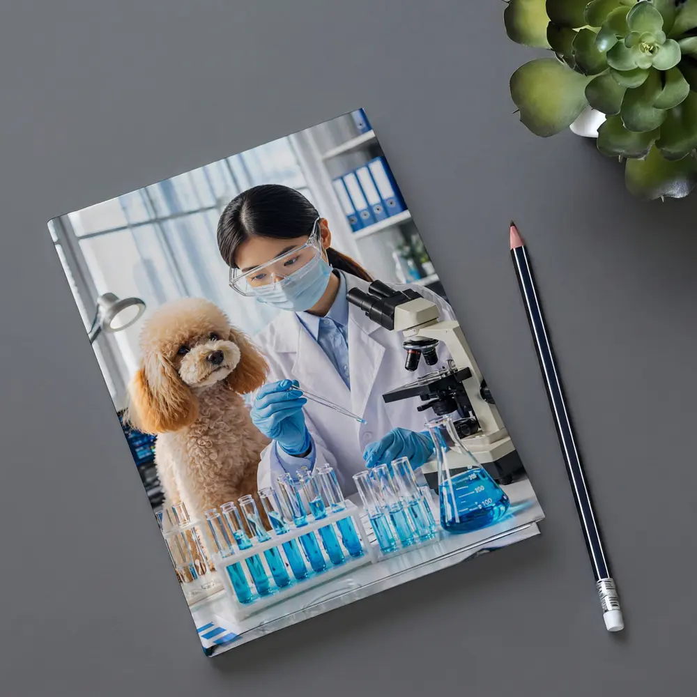 Poodle Scientist Conducting Lab Experiment – Notebooks