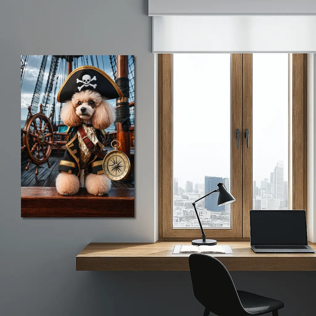 Poodle Pirate Captain on Sailing Ship – Wall Art