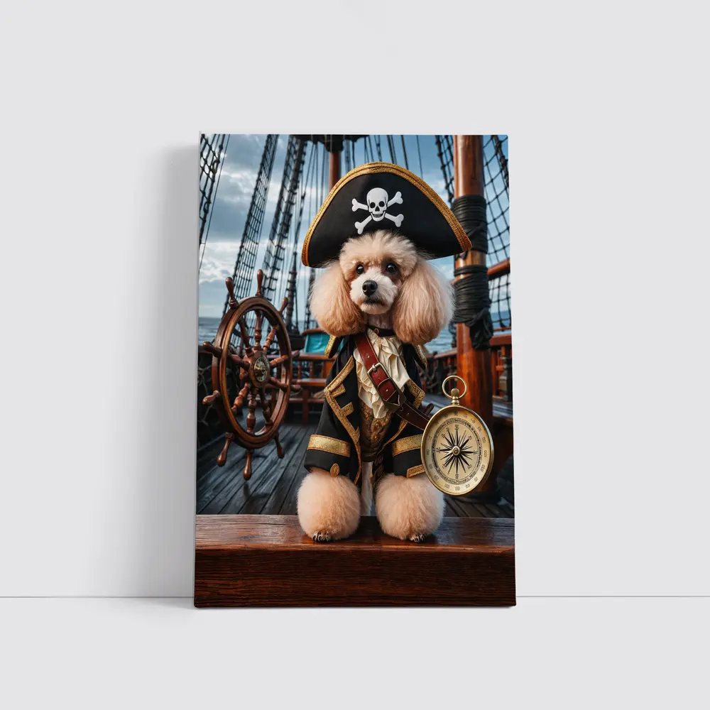 Poodle Pirate Captain on Sailing Ship – Wall Art