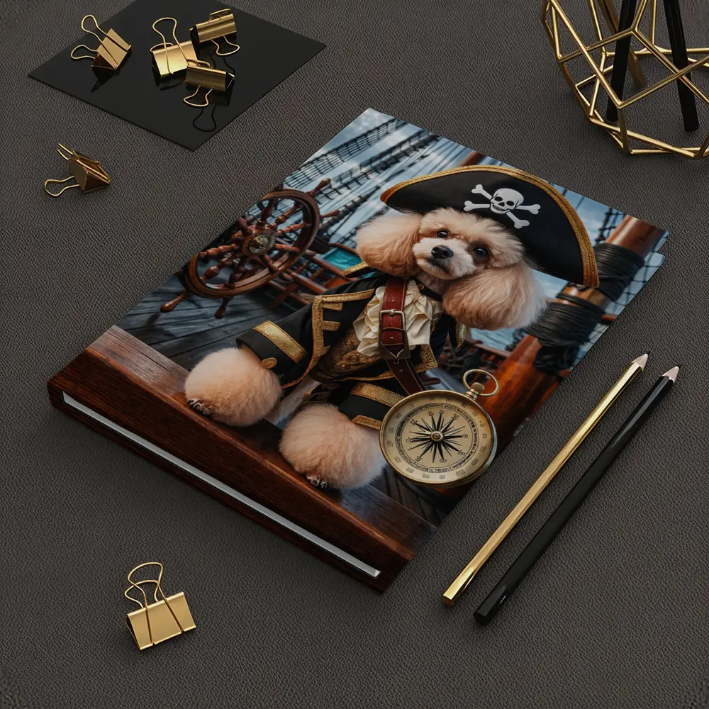 Poodle Pirate Captain on Sailing Ship – Notebooks