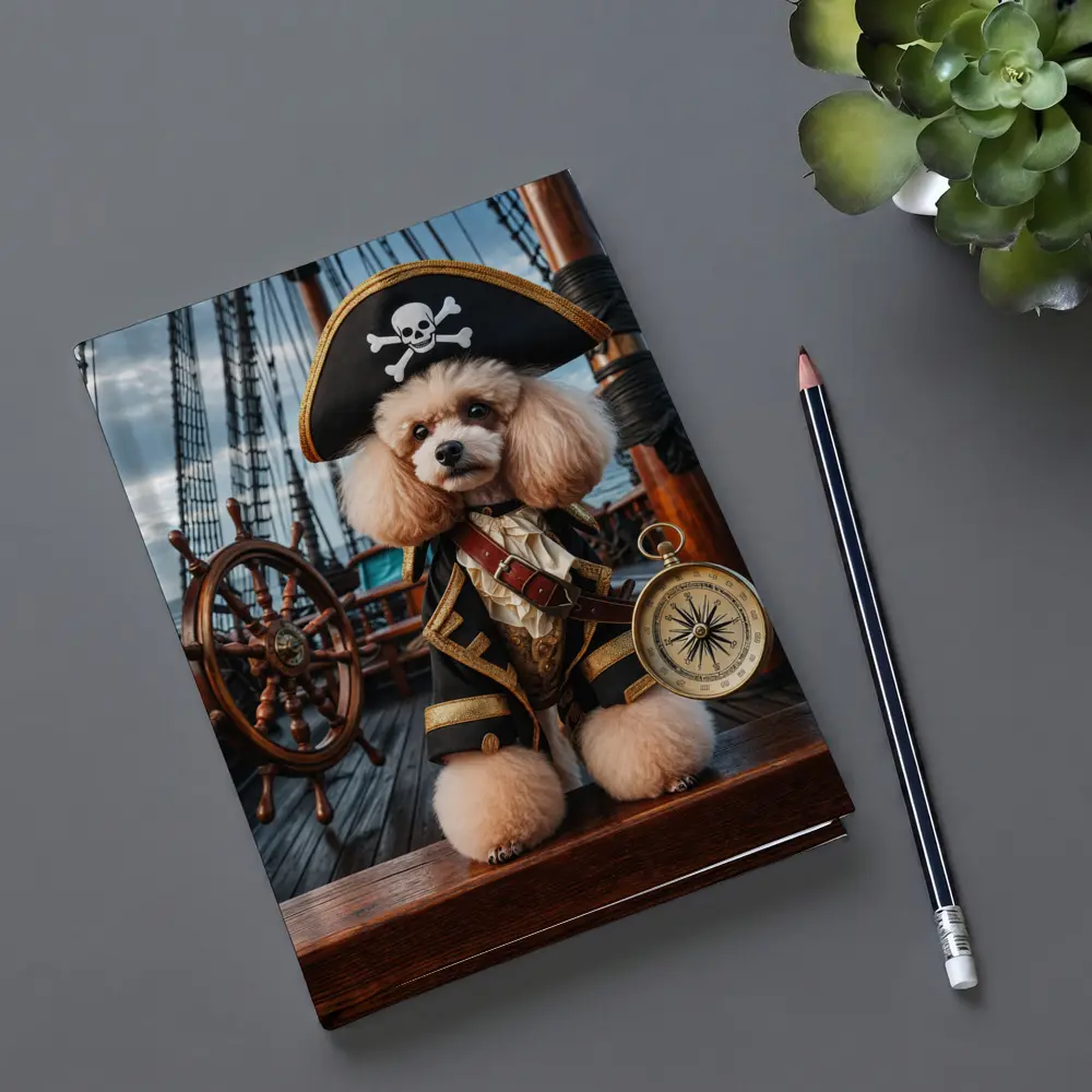 Poodle Pirate Captain on Sailing Ship – Notebooks