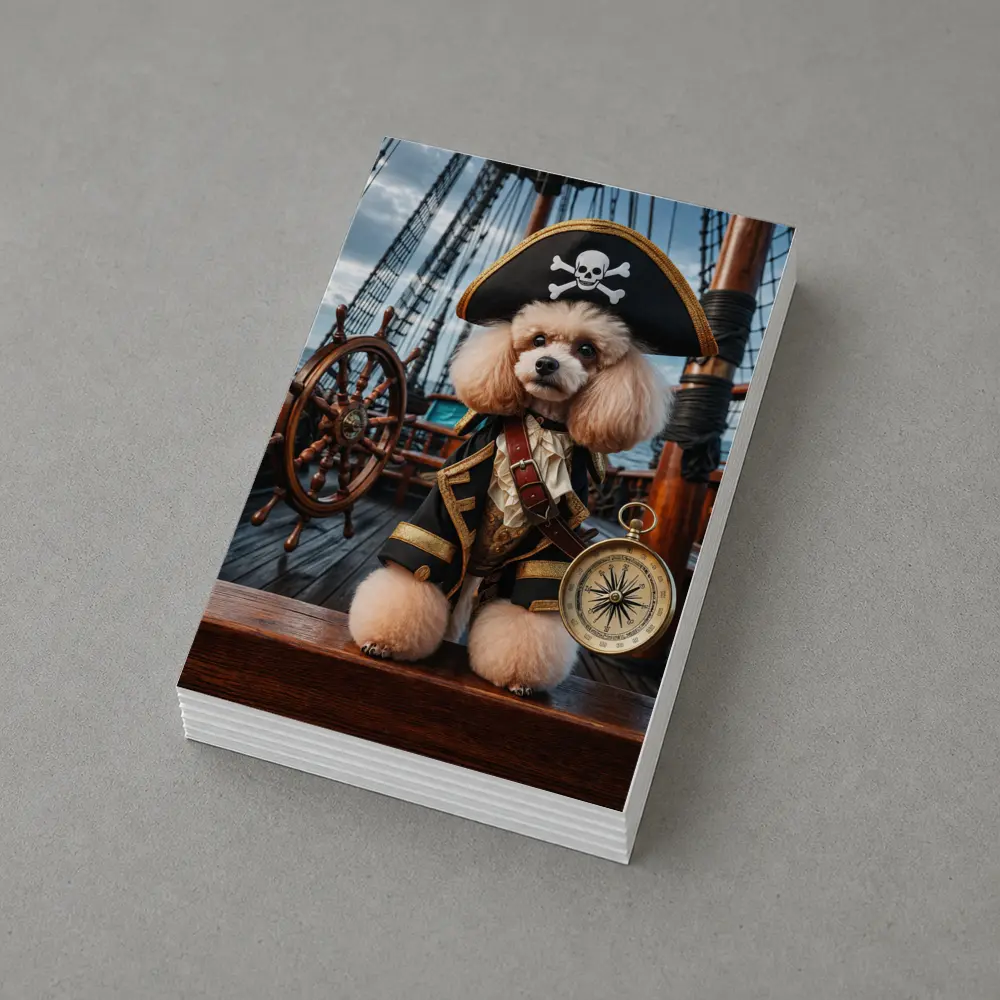 Poodle Pirate Captain on Sailing Ship – Postcards