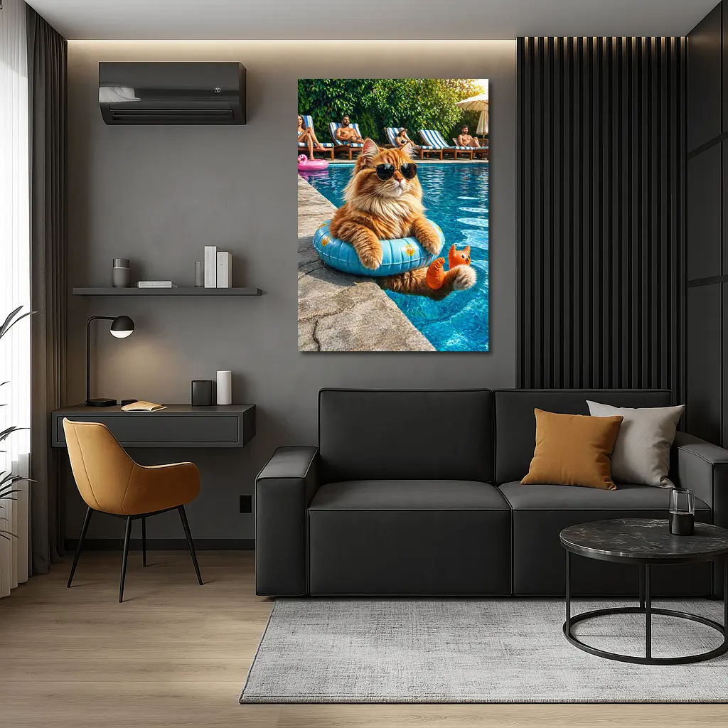 Orange Cat Sunglasses Pool Float Summer – Wall Art