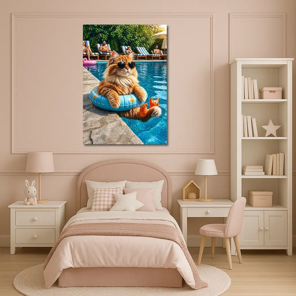 Orange Cat Sunglasses Pool Float Summer – Wall Art