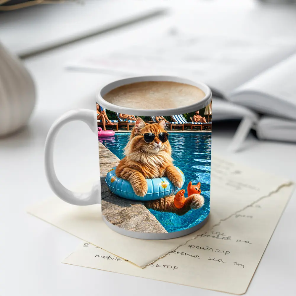 Orange Cat Sunglasses Pool Float Summer – Mugs