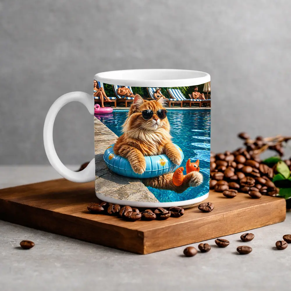 Orange Cat Sunglasses Pool Float Summer – Mugs