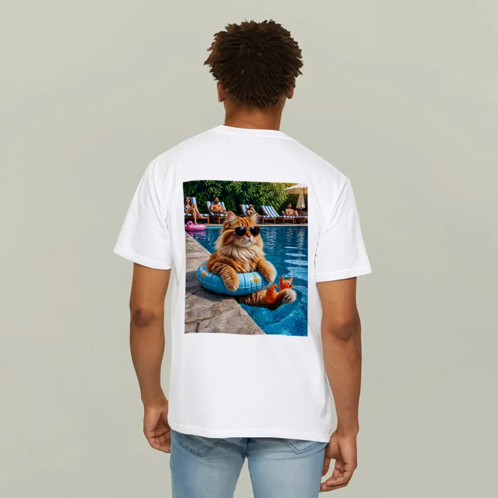 Orange Cat Sunglasses Pool Float Summer – T-Shirts
