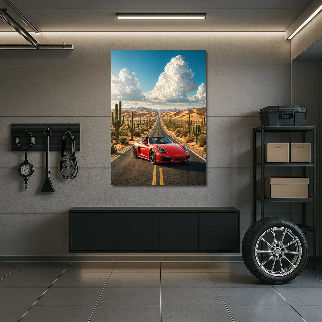 Porsche 718 Boxster Red Desert Road – Wall Art