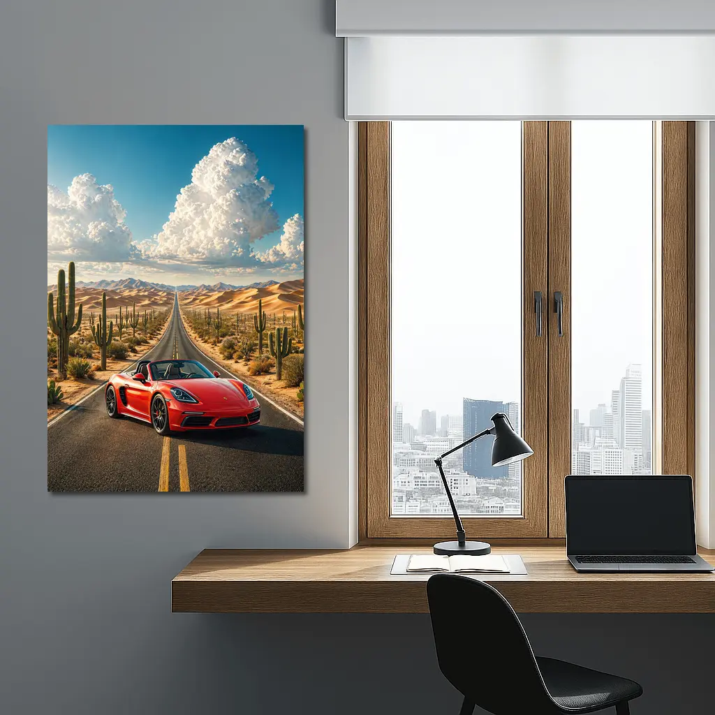 Porsche 718 Boxster Red Desert Road – Wall Art
