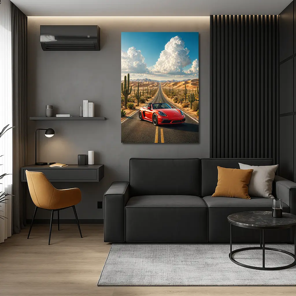 Porsche 718 Boxster Red Desert Road – Wall Art