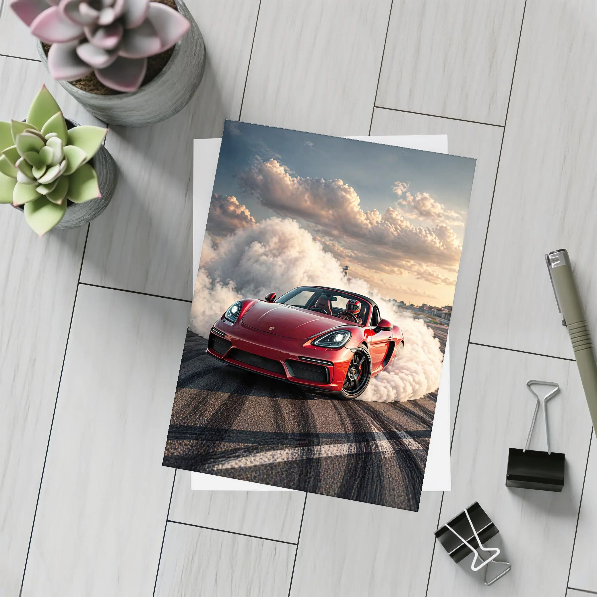 Porsche Boxster Red Drift Smoke Track – Postcards
