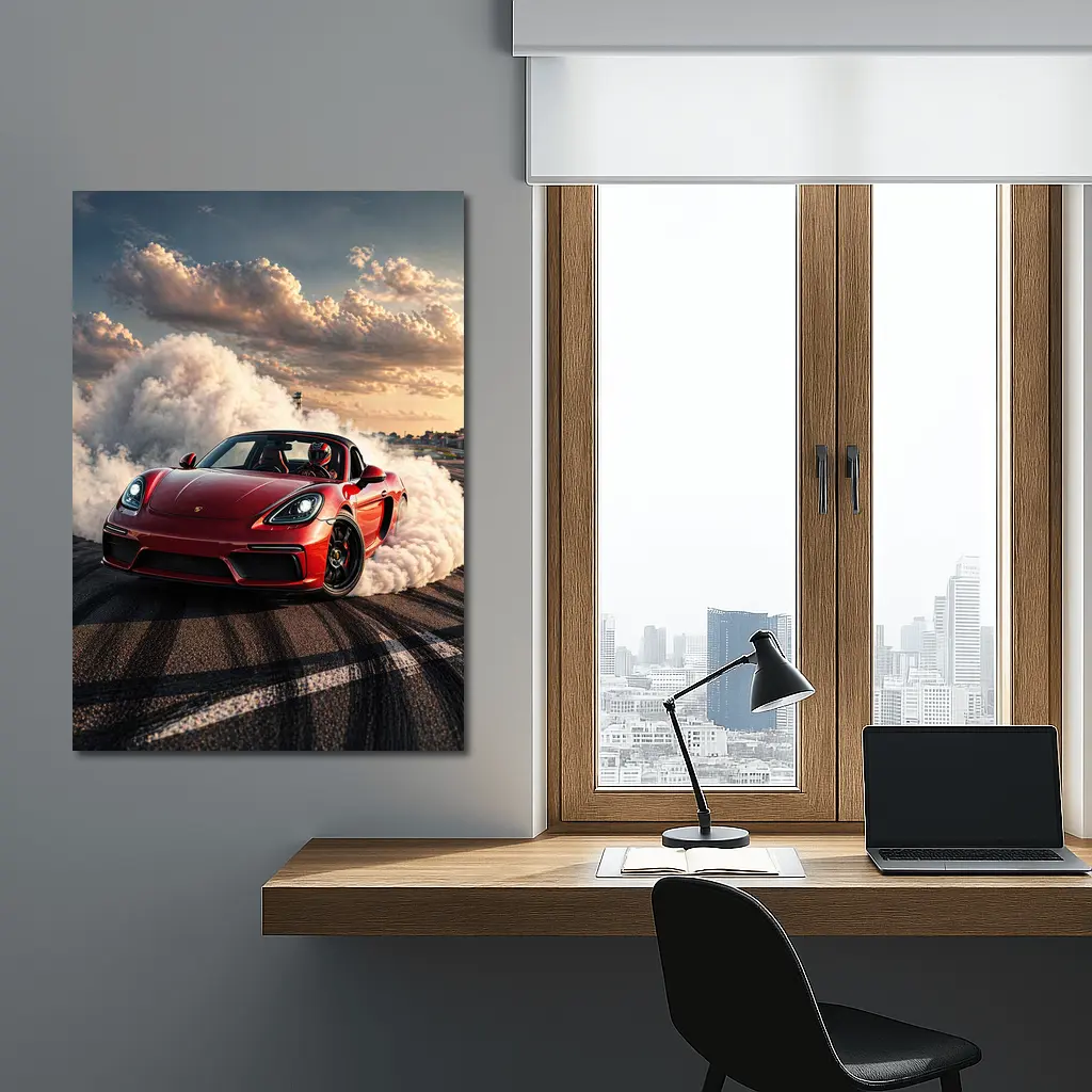 Porsche Boxster Red Drift Smoke Track – Wall Art