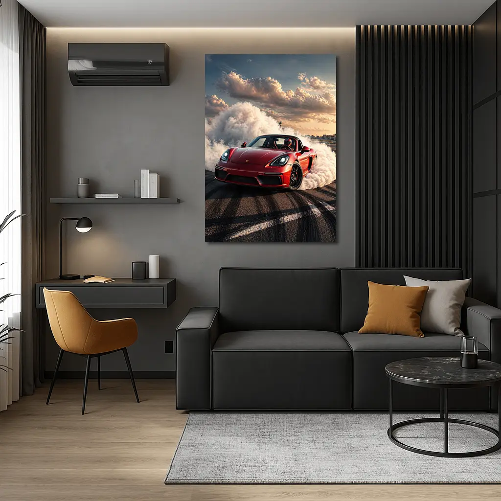 Porsche Boxster Red Drift Smoke Track – Wall Art
