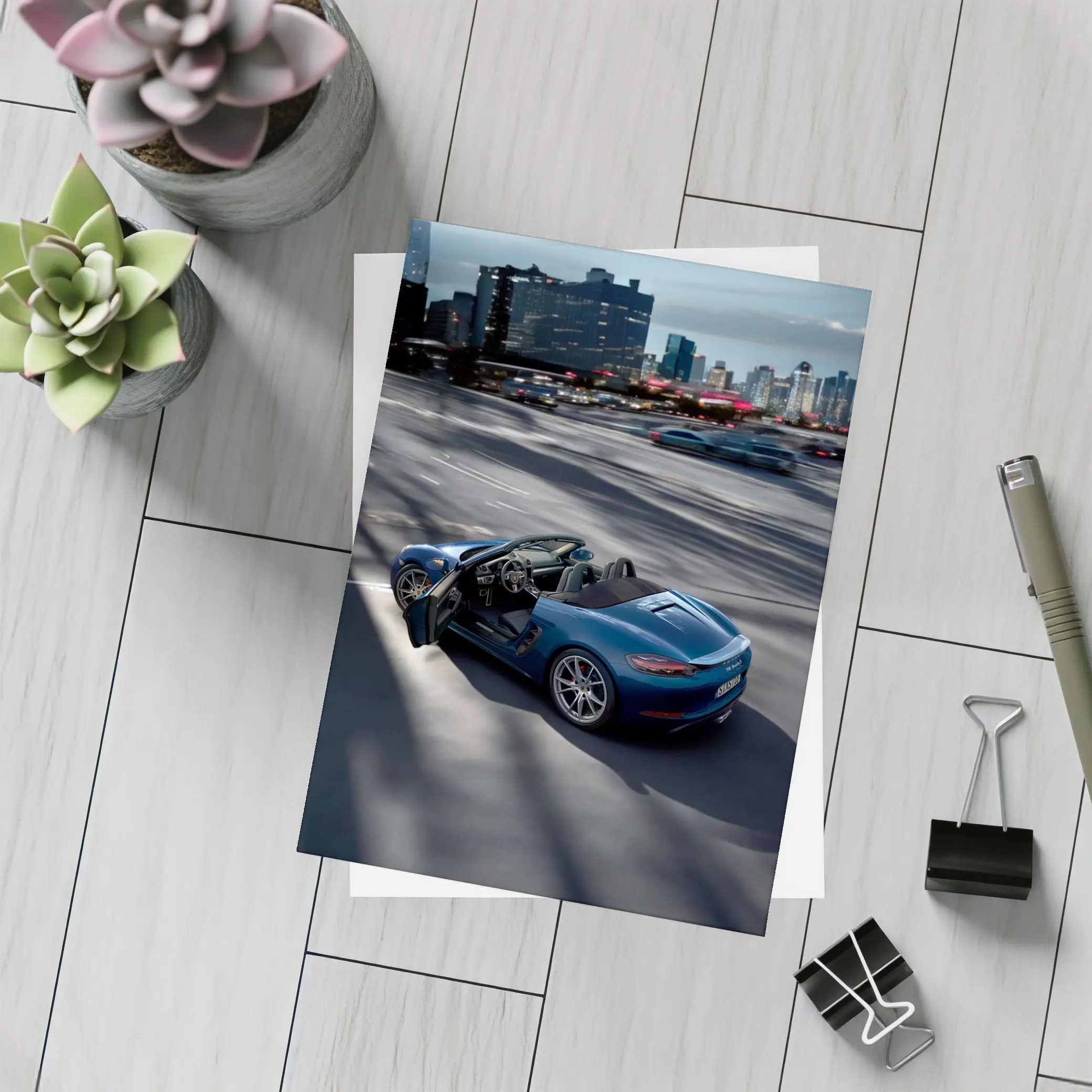 Porsche 718 Boxster S Blue City Highway – Postcards