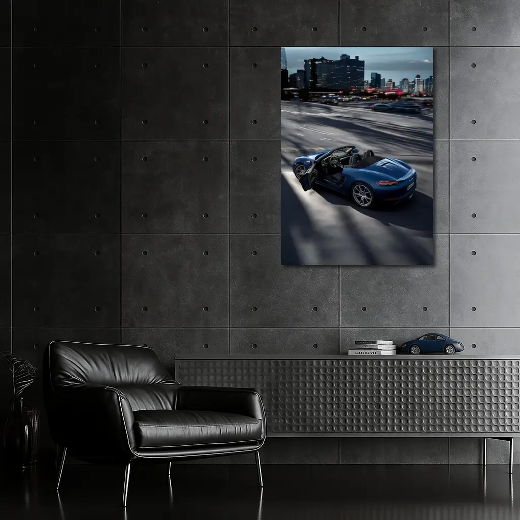 Porsche 718 Boxster S Blue City Highway – Wall Art