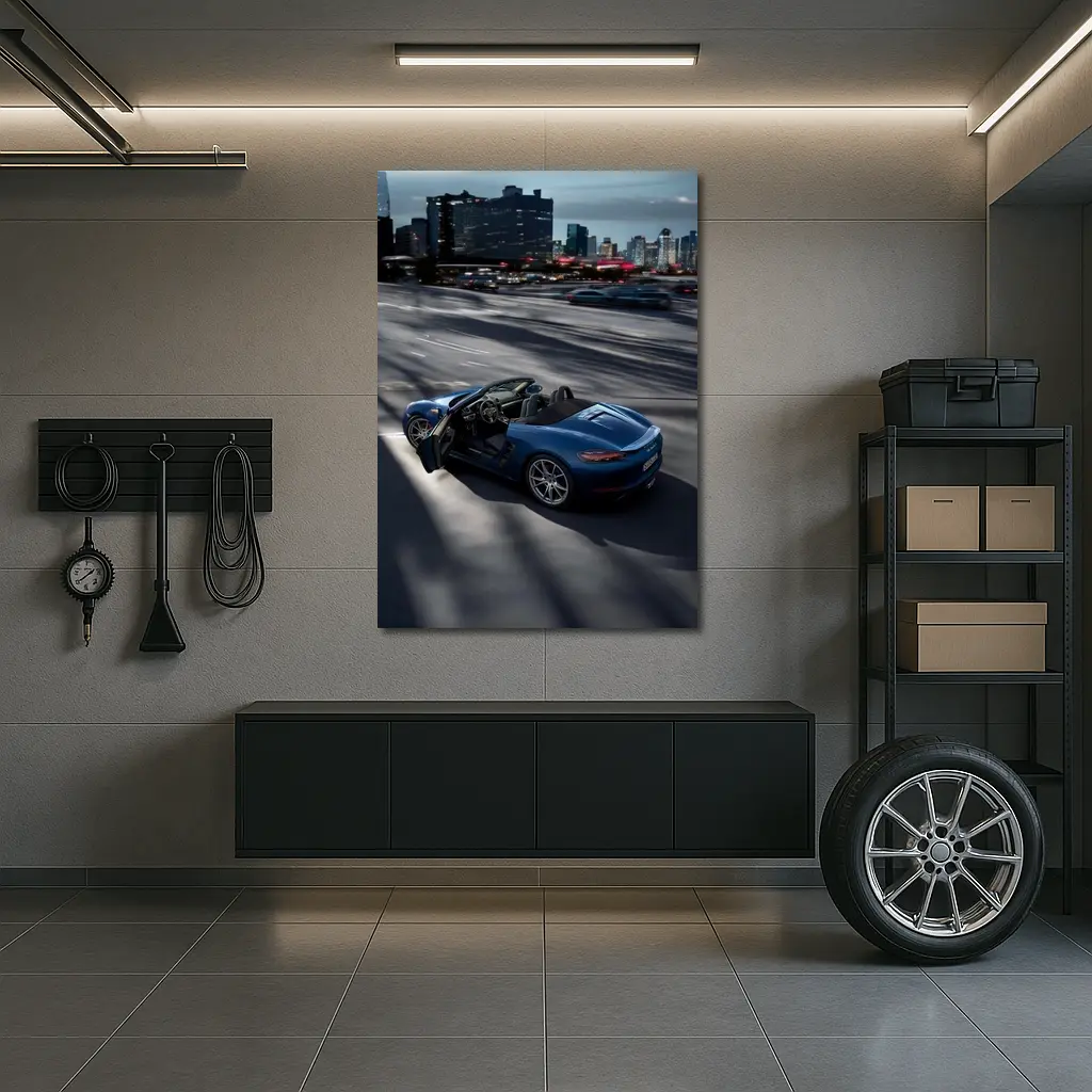 Porsche 718 Boxster S Blue City Highway – Wall Art