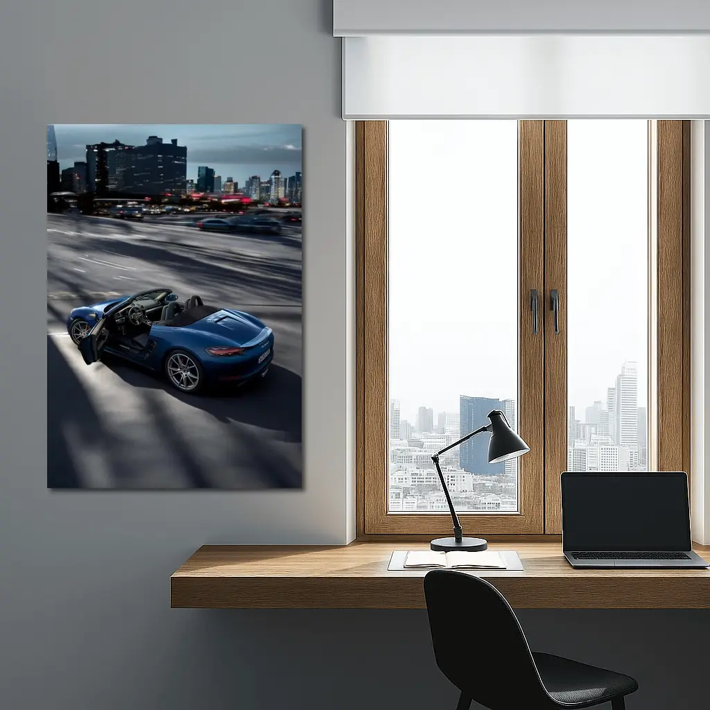 Porsche 718 Boxster S Blue City Highway – Wall Art