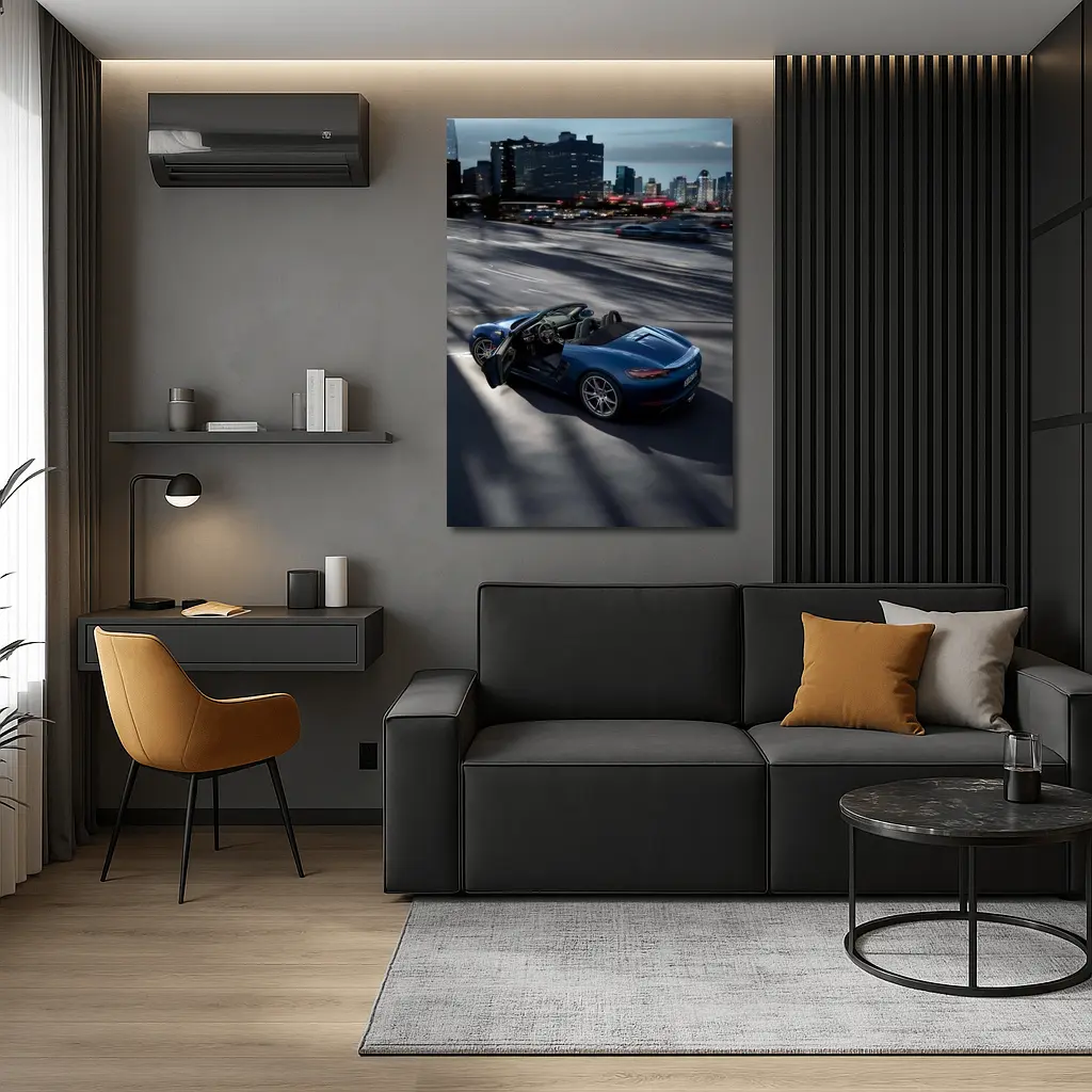 Porsche 718 Boxster S Blue City Highway – Wall Art
