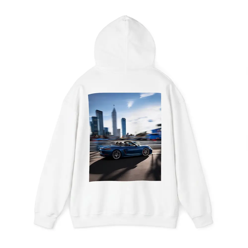 Porsche 718 Boxster Blue City Skyline – Hoodies