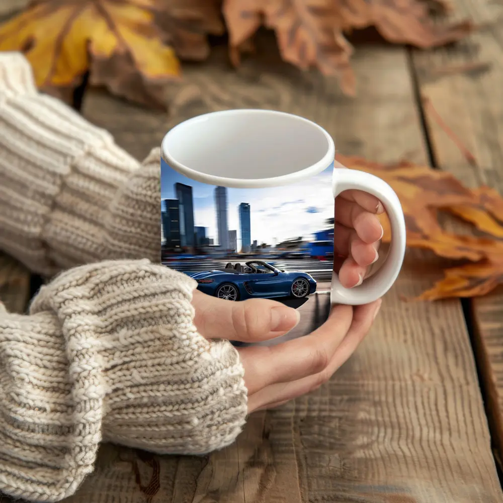 Porsche 718 Boxster Blue City Skyline – Mugs