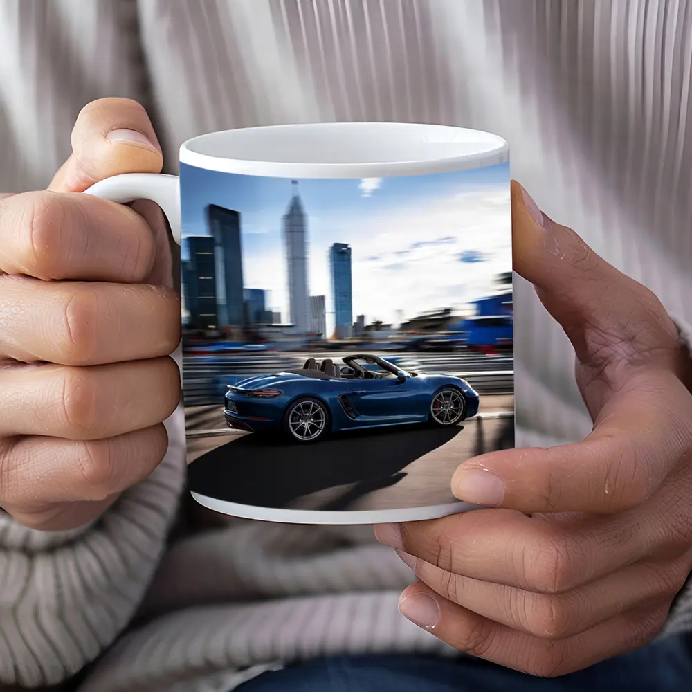 Porsche 718 Boxster Blue City Skyline – Mugs