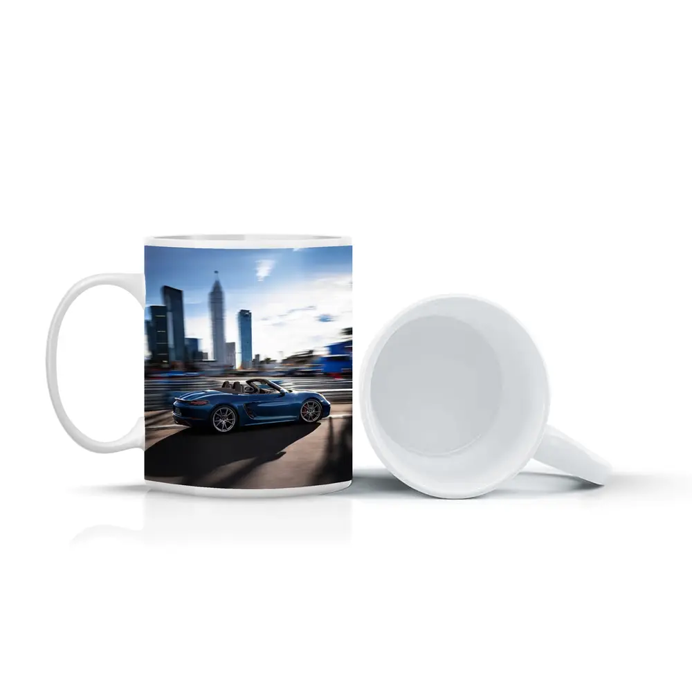 Porsche 718 Boxster Blue City Skyline – Mugs