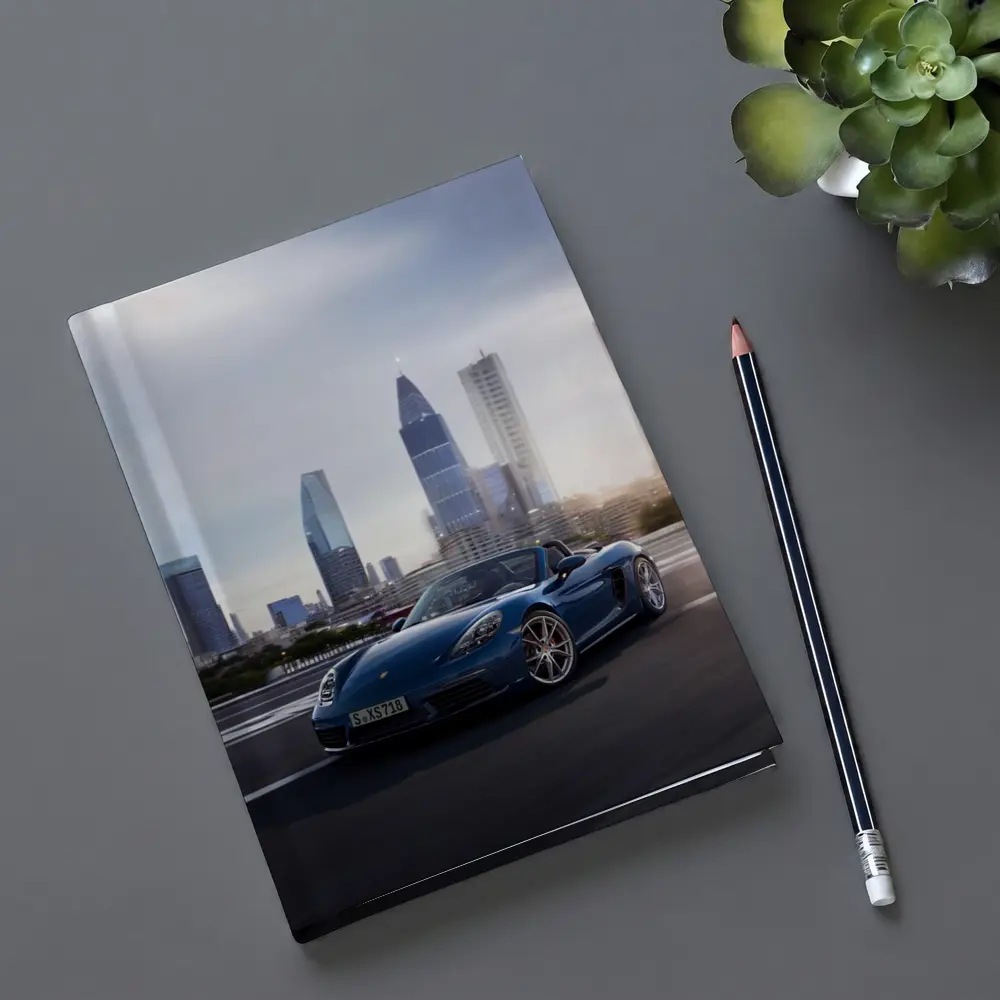 Porsche Boxster Blue Convertible City Skyline – Notebooks