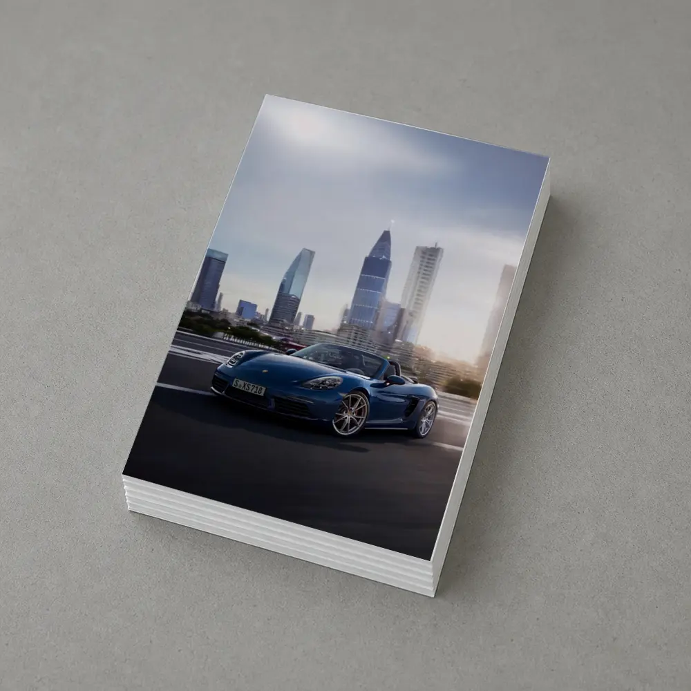 Porsche Boxster Blue Convertible City Skyline – Postcards