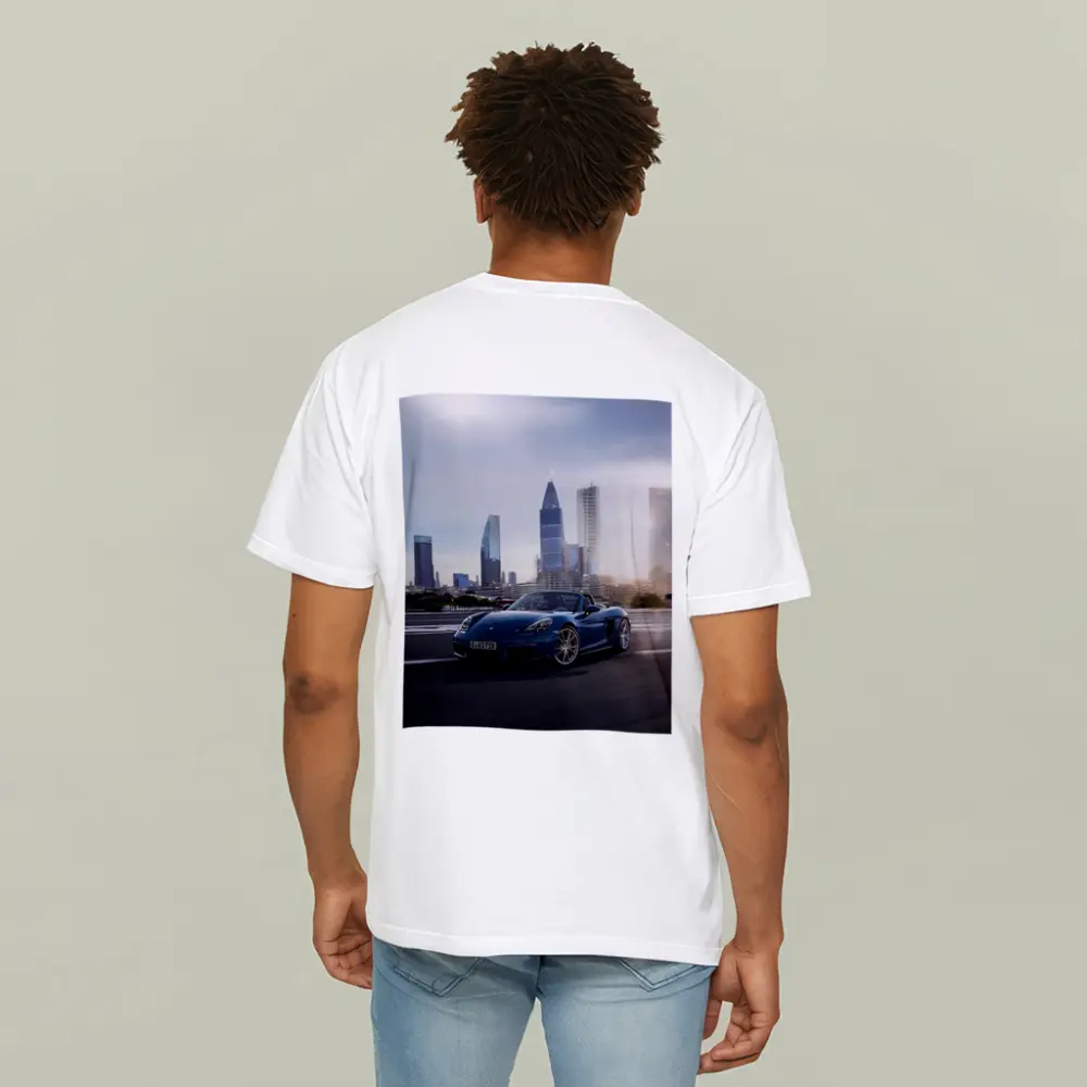 Porsche Boxster Blue Convertible City Skyline – T-Shirts