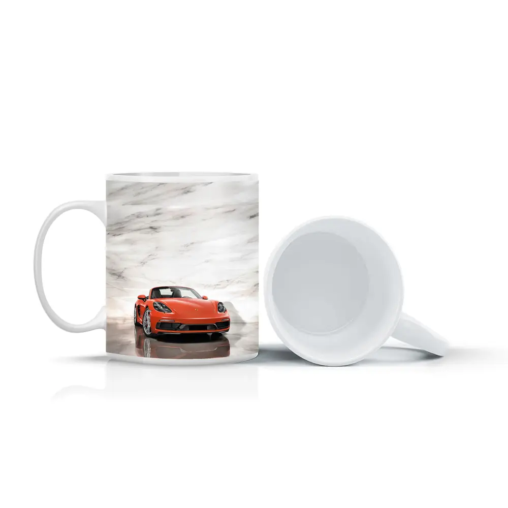 Porsche 718 Boxster Orange Marble Background – Mugs