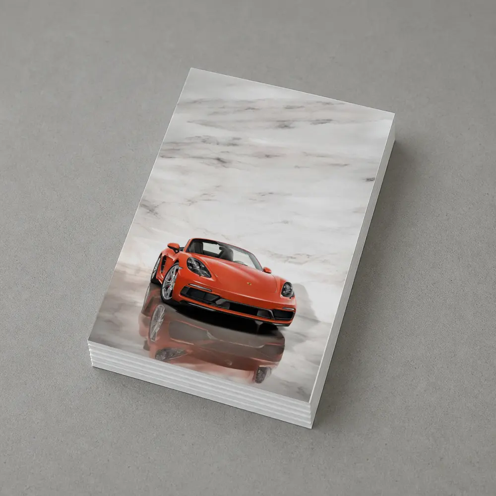 Porsche 718 Boxster Orange Marble Background – Postcards