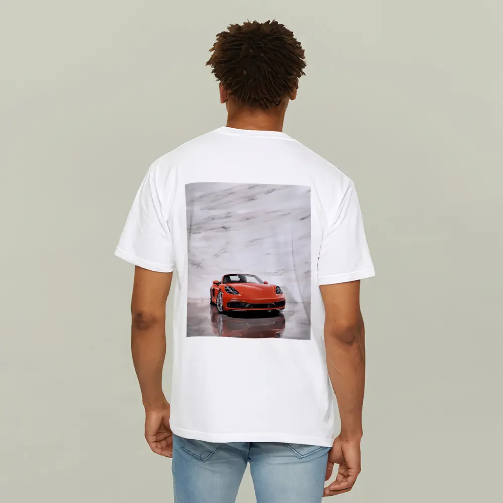 Porsche 718 Boxster Orange Marble Background – T-Shirts