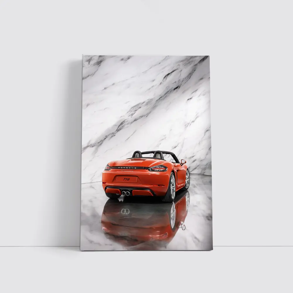 Porsche 718 Boxster Red on Marble – Wall Art