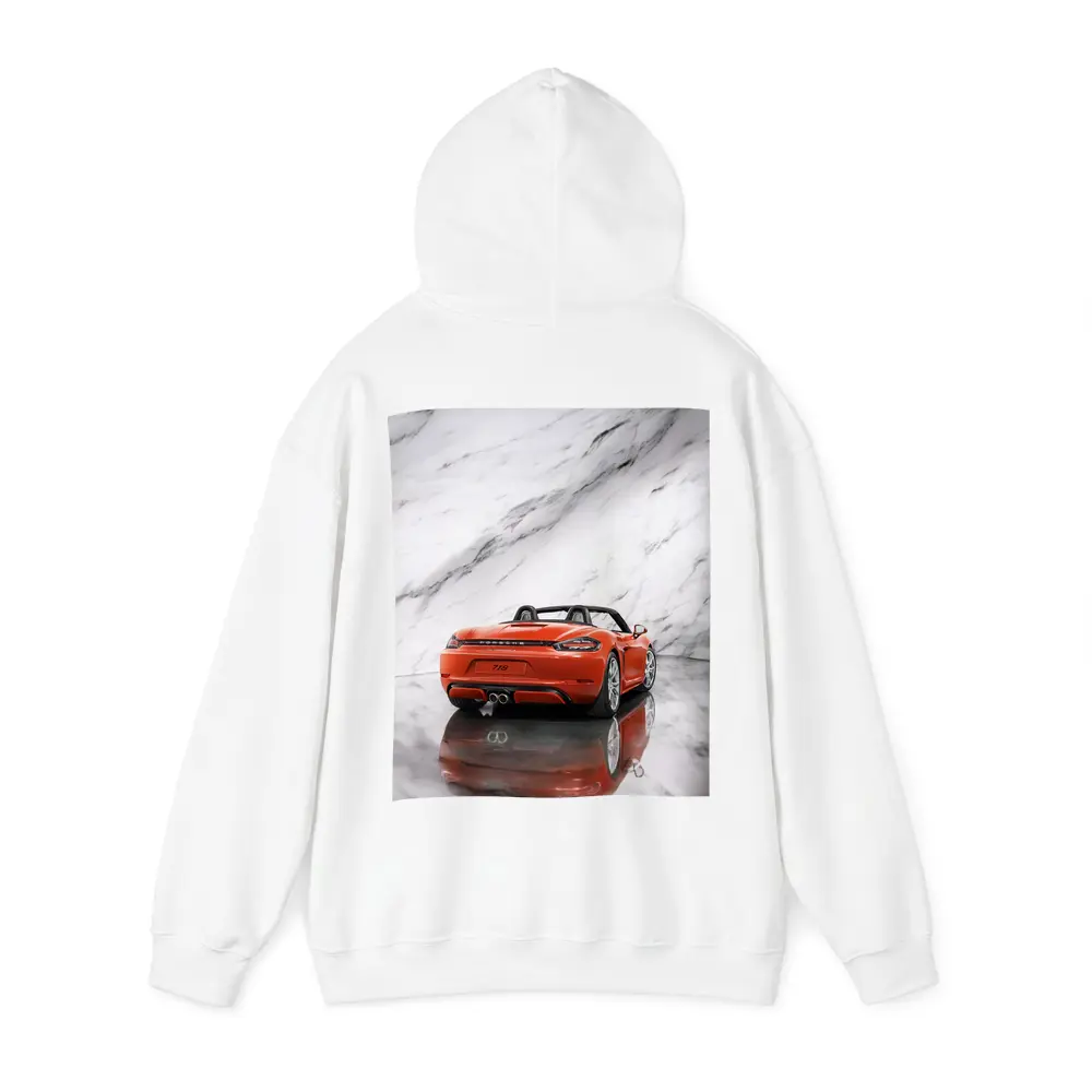 Porsche 718 Boxster Red on Marble – Hoodies