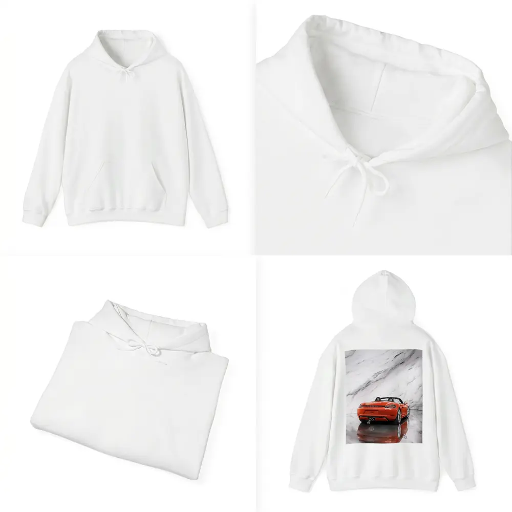 Porsche 718 Boxster Red on Marble – Hoodies