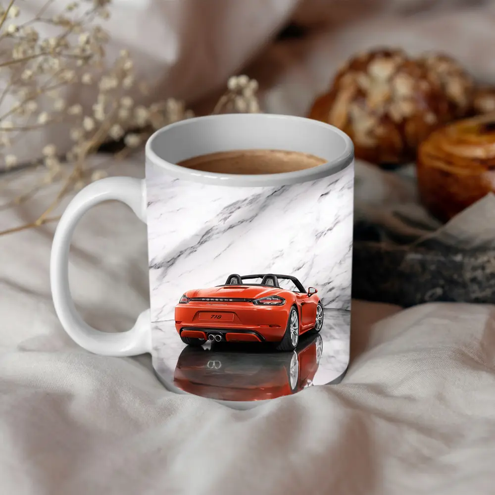 Porsche 718 Boxster Red on Marble – Mugs