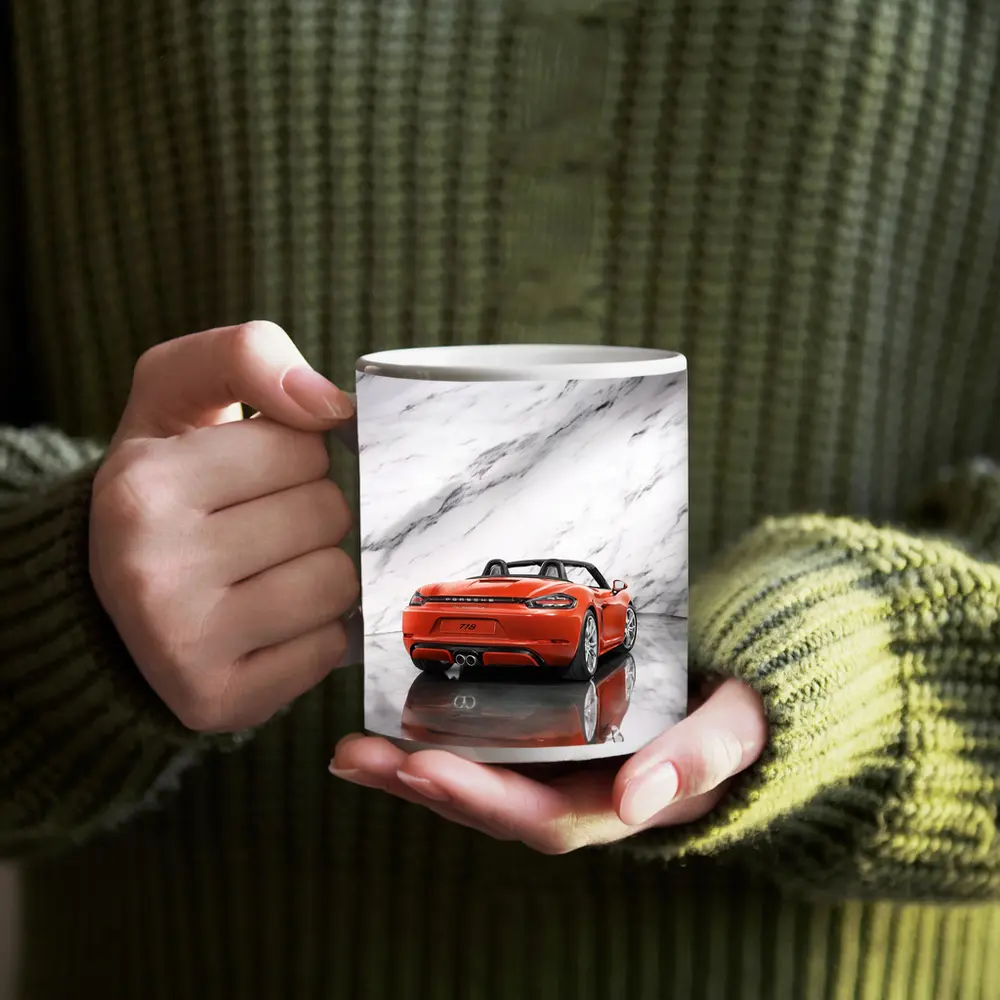Porsche 718 Boxster Red on Marble – Mugs