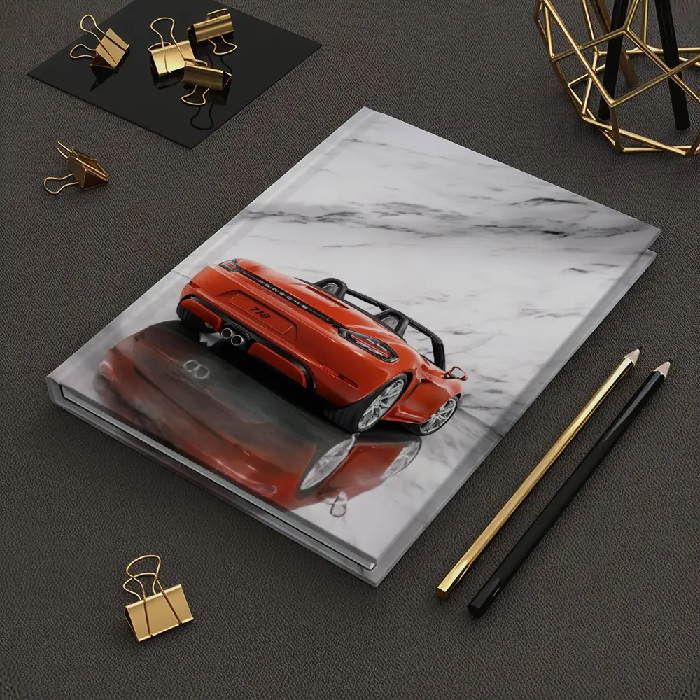 Porsche 718 Boxster Red on Marble – Notebooks