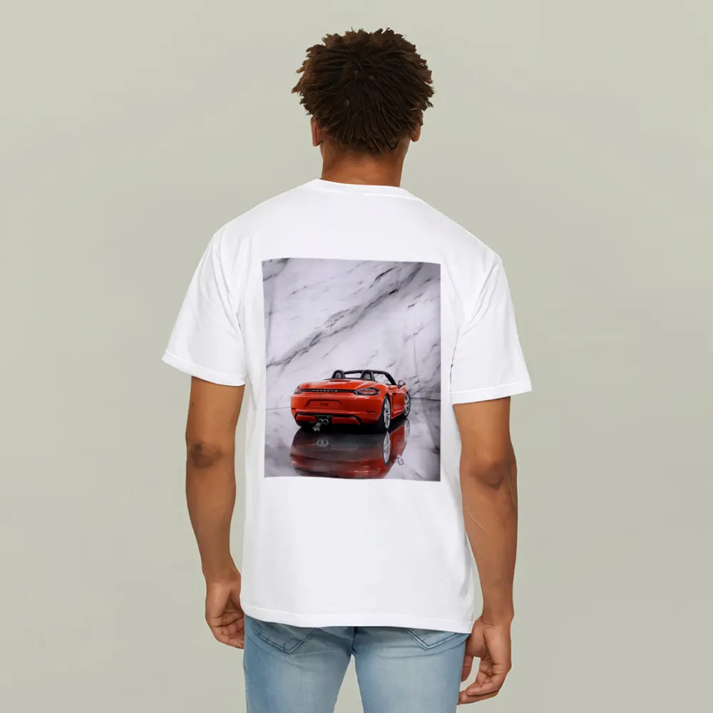 Porsche 718 Boxster Red on Marble – T-Shirts