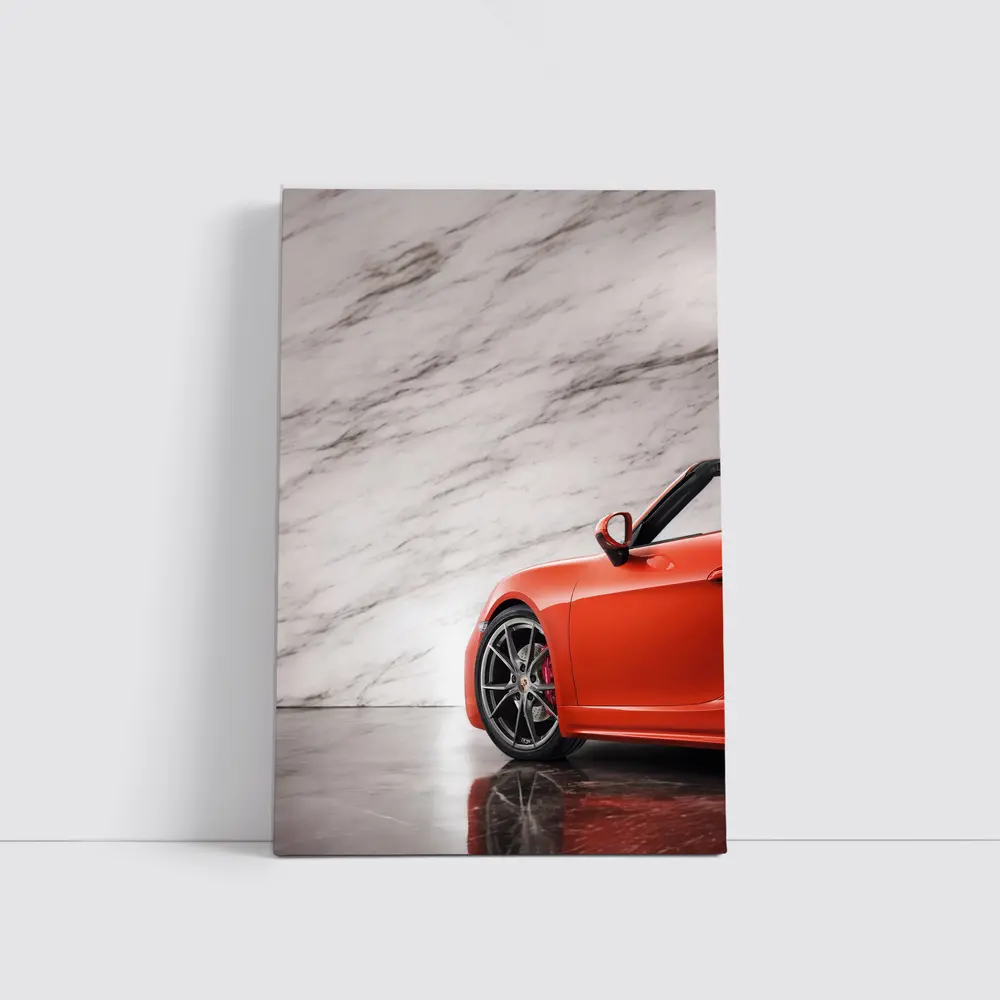 Porsche Boxster Red Sports Car Marble Background – Wall Art