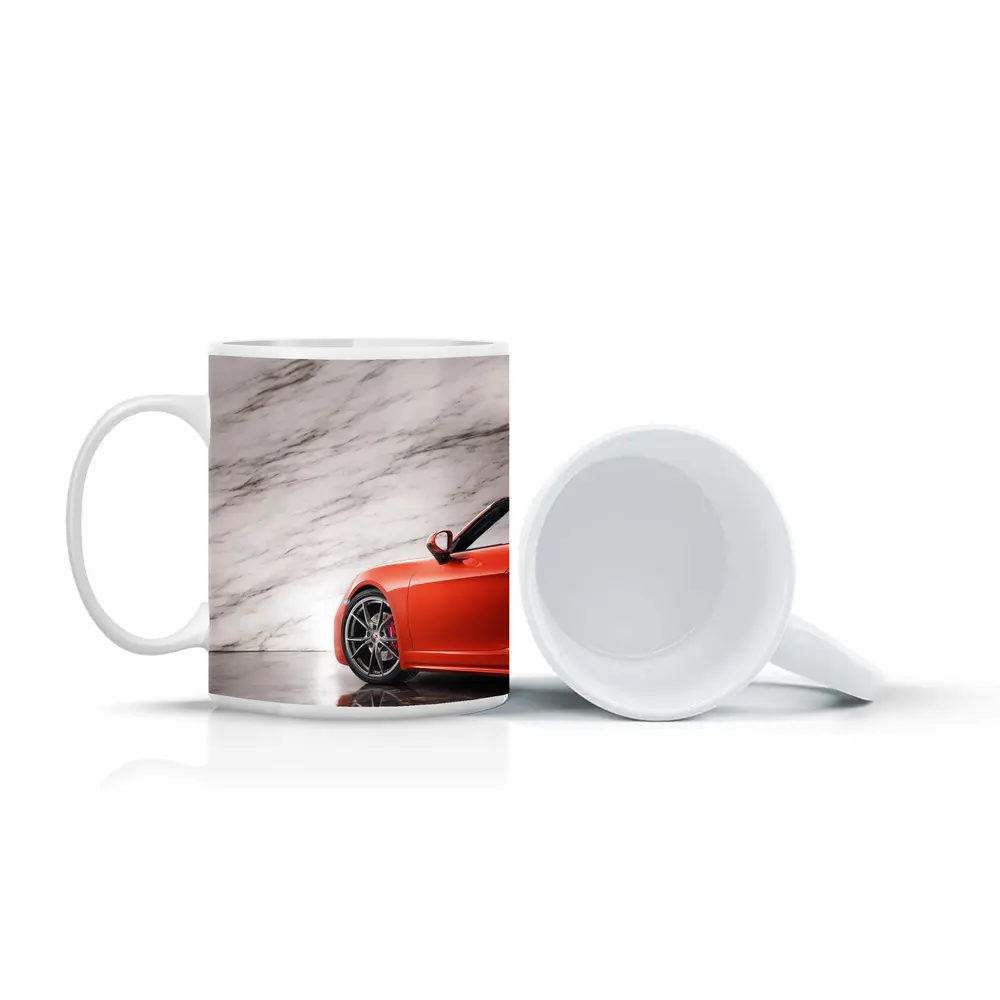 Porsche Boxster Red Sports Car Marble Background – Mugs