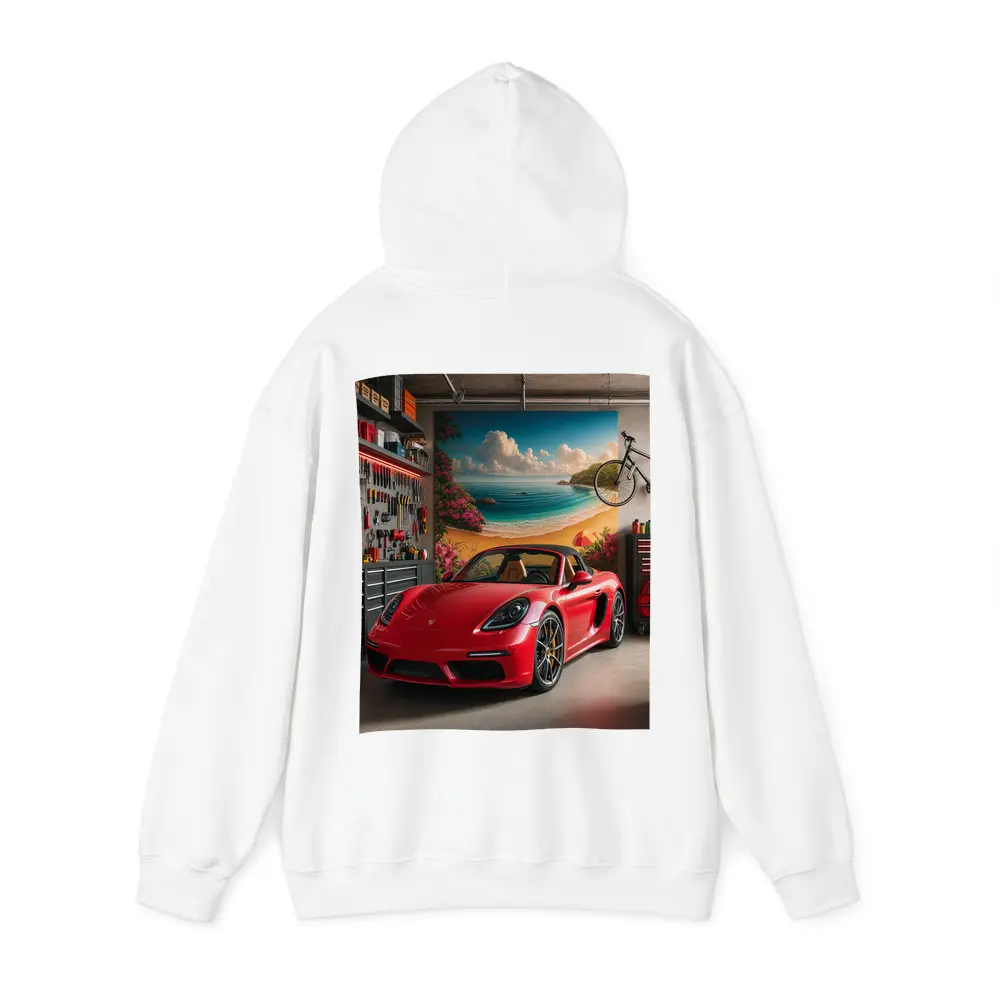 Porsche 718 Boxster Red Garage Mural – Hoodies