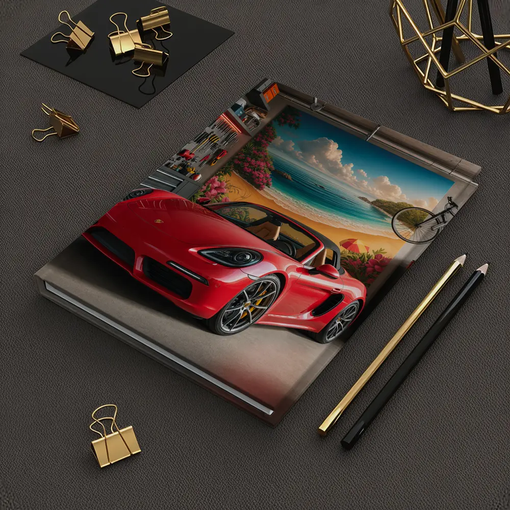 Porsche 718 Boxster Red Garage Mural – Notebooks