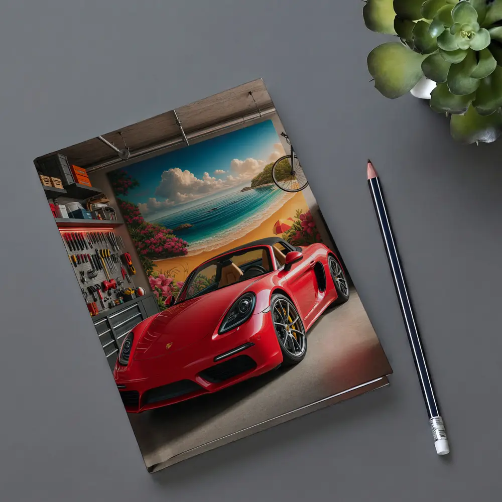Porsche 718 Boxster Red Garage Mural – Notebooks