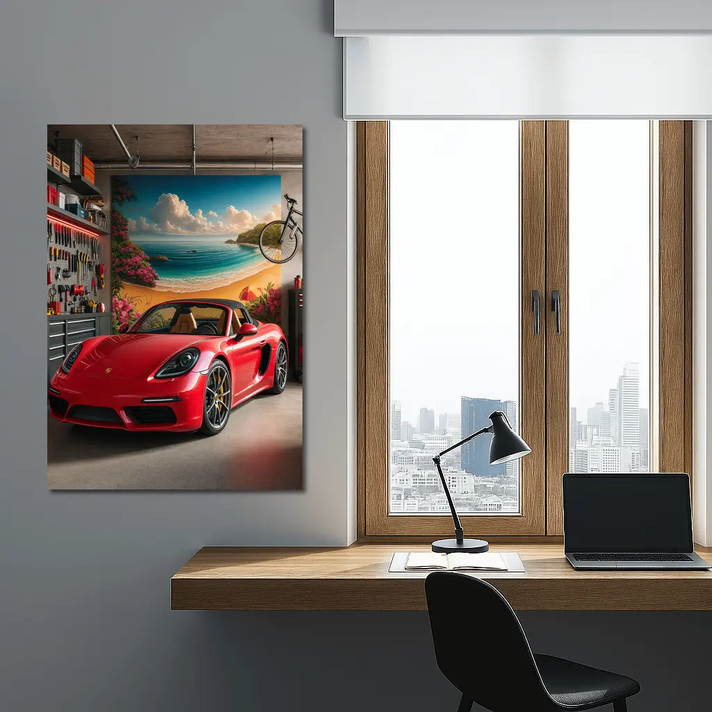 Porsche 718 Boxster Red Garage Mural – Wall Art