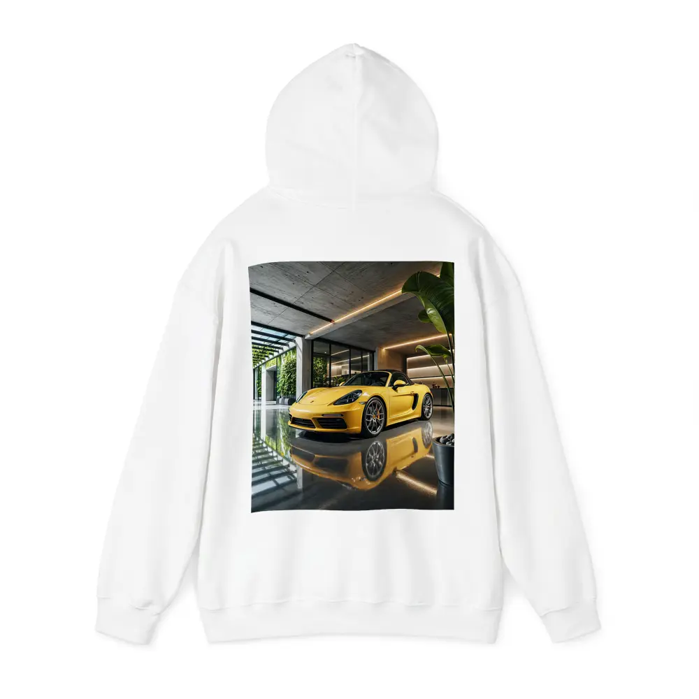 Porsche 718 Boxster Yellow Modern Garage – Hoodies